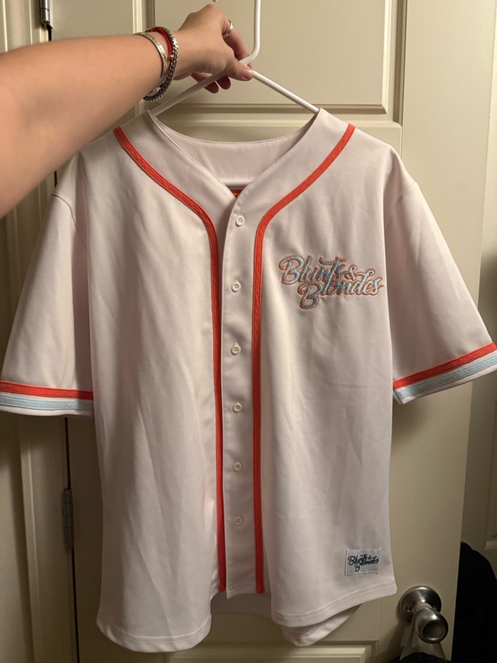EDM Off-White Baseball Jersey with Orange Trim